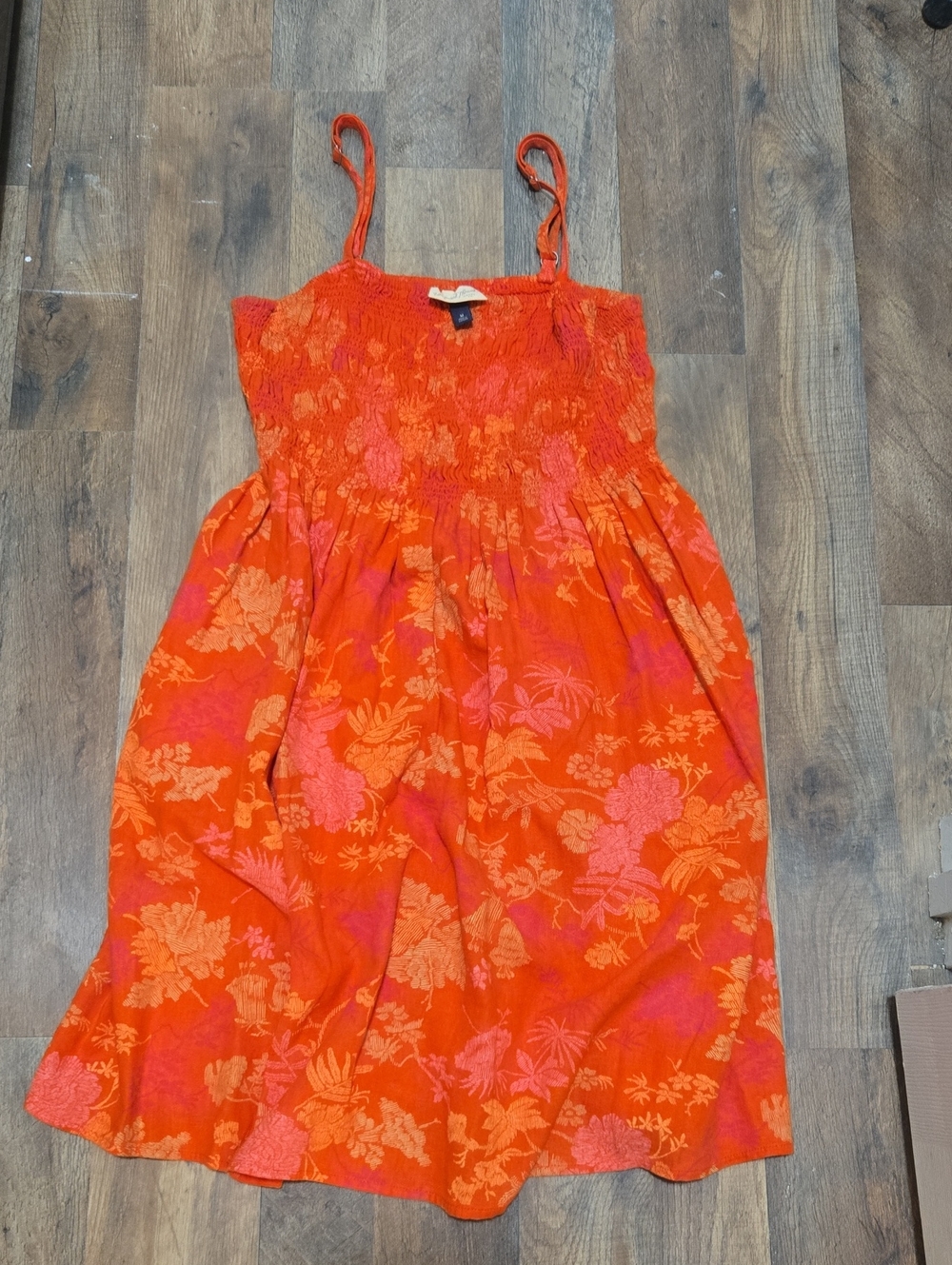 Universal Thread Orange Floral Midi Sundress with Pink Accents